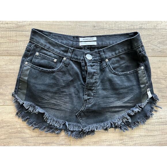 One Teaspoon Fox Black Junkyard Denim Skirt 25 Distressed Sudra Anchor 4040 - Picture 1 of 5